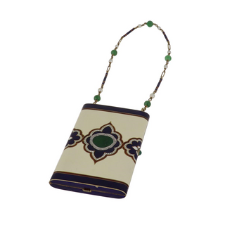 Art Deco 14K Gold Cartier Enamel and Gem-set Compact