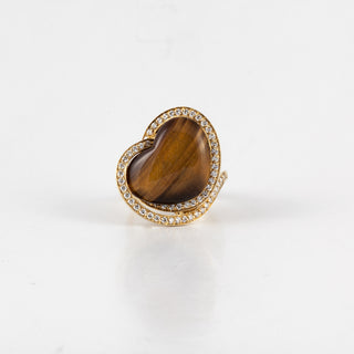 Roberto Coin 18K Gold Tigers Eye Cluster/Halo Ring with Diamonds