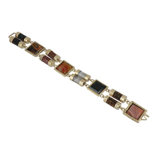 Victorian Scottish 14K Gold Agate Link Bracelet