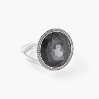 Ippolita Sterling Silver Hematite Lollipop Ring with Diamond Halo