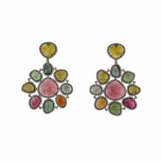 Tenenbaum Collection Two-Tone G&S Tourmaline Drop Earrings with Quartz