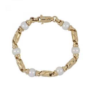 Bulgari 18K Gold Cultured Pearl Station Bracelet