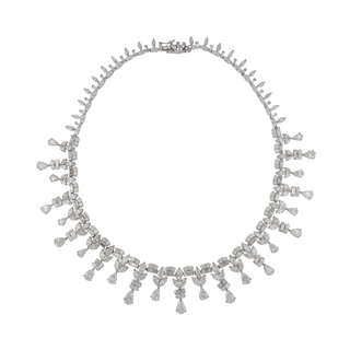 Vintage/Estate White Platinum Diamonds Fringe Necklace