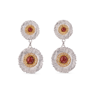 Buccellati Sterling Silver Daisy Pendant Earrings in Red Jasper