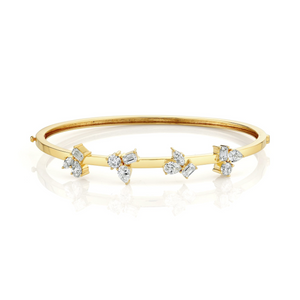 Michael M 18K Gold Various Shapes Cut Diamond Bangle Bracelet