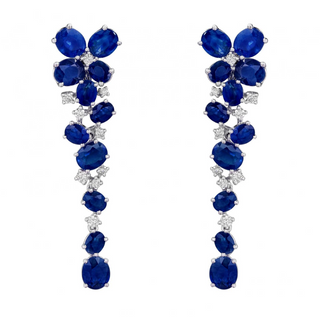 Tenenbaum Collection 18K White Gold Sapphires Chandelier Earrings with Diamonds