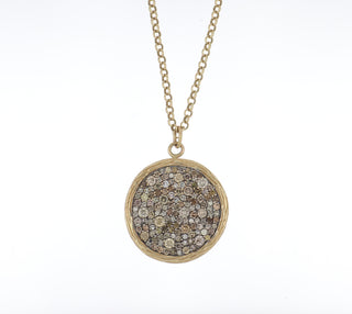 Jill Reno 14K Gold Fancy Color Diamond Disc Pendant Necklace