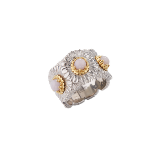 Buccellati Sterling Silver Daisy Band in Pink Opal