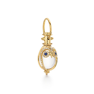 New-Reorderable Temple St Clair 18K Gold Oval Cut Rock Crystal Drop with Diamonds