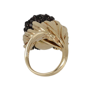 Retro Gold & Silver Garnet Cluster Bypass Ring