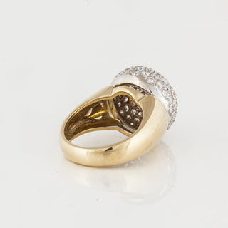 Vintage/Estate Two-Tone 18K Gold Diamonds Dome Ring