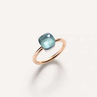 Pomellato Two-Tone 18K Gold Sky Blue Topaz Nudo Petit Ring