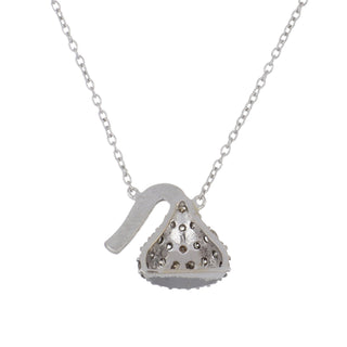 Estate 18K White Gold Chocolate Diamond Hershey Kiss Pendant Necklace