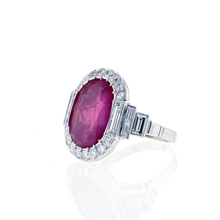 White Platinum Ruby Cluster/Halo Ring with Diamonds