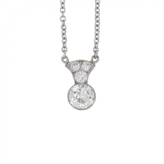 Vintage/Estate White Platinum Diamonds Station Necklace