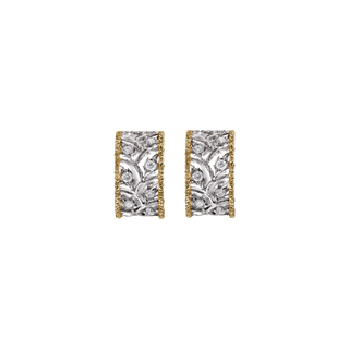 Buccellati Two-Tone 18K Gold Diamond Ramage Hoop Earrings