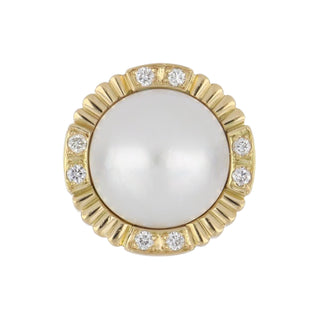 Vintage/Estate 14K Gold Mabé Pearl Cocktail Ring with Diamond