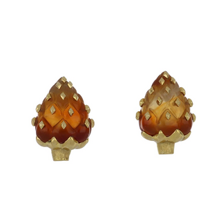 Seaman Schepps 18K Gold Carnelians Clip Earrings