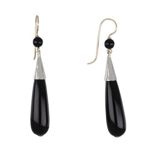 Victorian 14K Gold & Silver Onyx Drop Earrings