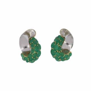 Seaman Schepps 18K Gold Emerald Drop Earrings with Rck Crys