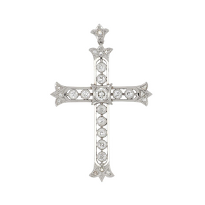 Edwardian Platinum Round Cut Diamonds Religious Pendant