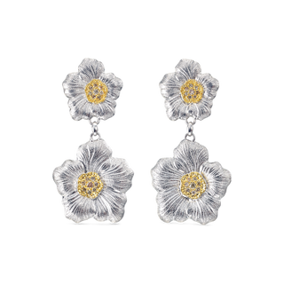 Buccellati Two-Tone Sterling Silver Diamonds Drop Earrings