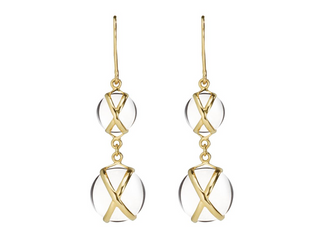 L. Klein 18K Gold Prisma Double Drop Earrings in Crystal Quartz