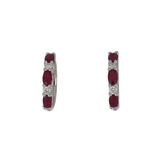 Tenenbaum Collection 18K White Gold Rubies Hoop Earrings with Diamonds