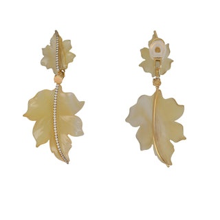 Tenenbaum Collection 18K Gold Agate Leaf Drop Earrings with Diamonds