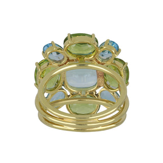 Mazza 14K Gold Blue Topaz Cluster/Halo Ring with Blue Topazes