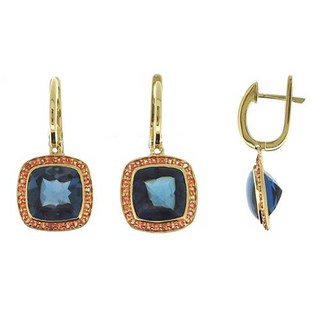 Tenenbaum Collection 14K Gold Topazes Drop Earrings with Sapphires