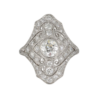 White Platinum Diamond Navette Ring with Diamonds