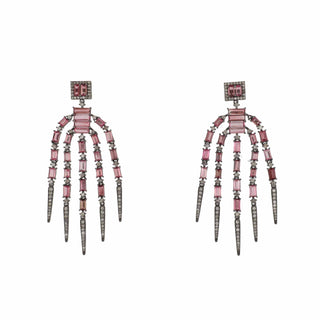 Tenenbaum Collection White G&S Tourmalines Chandelier Earrings with Diamond