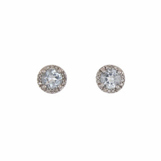 Vintage/Estate White G&S Aquas Stud Earrings with Diamonds