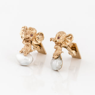 Ruser 14K Gold Cufflinks with Pearls