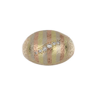 Tri-Color 14K Gold Diamonds Dome Ring