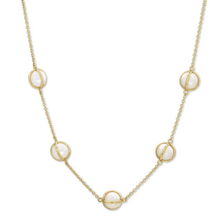 L. Klein 18K Gold Pearls Station Necklace