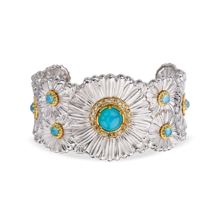 Buccellati White Silver Agates Cuff Bracelet with Diamonds