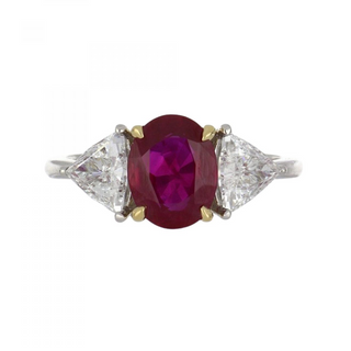 Tenenbaum Workshop Platinum Ruby 3-Stone Ring with Diamonds