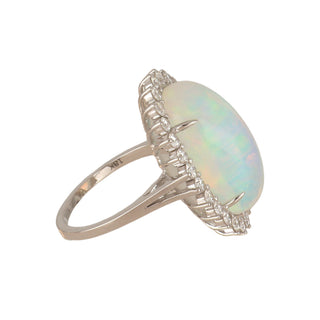 Tenenbaum Collection 18K Gold Opal Ring with Diamond Halo