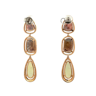 Tenenbaum Collection 18K Rose Gold Sapphires Multi Drop Earrings with Diamond