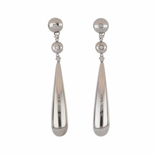 Antonio Papini 18K White Gold Diamond Drop Earrings