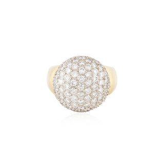 Vintage/Estate Two-Tone 18K Gold Diamonds Dome Ring