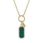 Shy Creation 14K Gold Malachite Pendant Necklace with Diamond