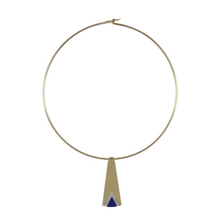 Vintage/Estate 14K Gold Lapis Pendant Necklace with Diamonds