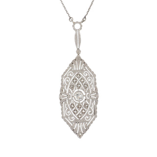 Antique Collection Two-Tone Gold & Platinum Diamond Drop with Diamond