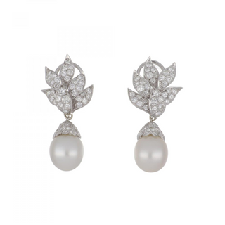 White Platinum South Sea Pearl Day/Night Earrings with Diamonds