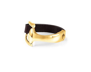 Vincent Peach 14K Gold and Leather Snaffle Bit Bracelet