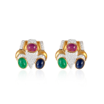 David Webb Yellow G&PT Diamonds Clip Earrings with Emeralds