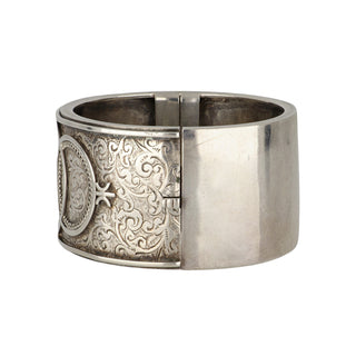 Victorian Sterling Silver Foliate Bangle